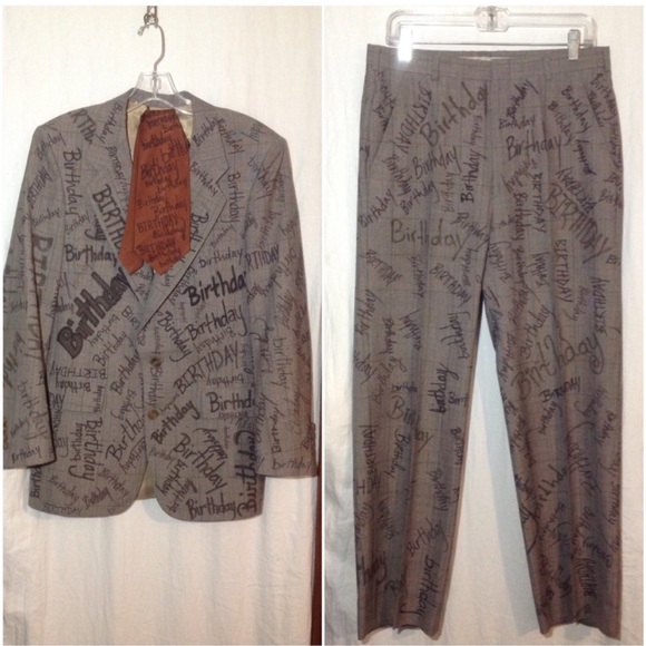 Dior Other - Christian Dior Suit w/“Happy Birthday” written all over jacket, pants & tie L